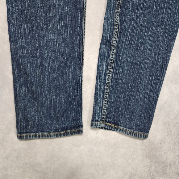 Levis 502 Regular Taper Mens Jeans size 36 38x32 Dark Wash Blue Stretch - Picture 15 of 16